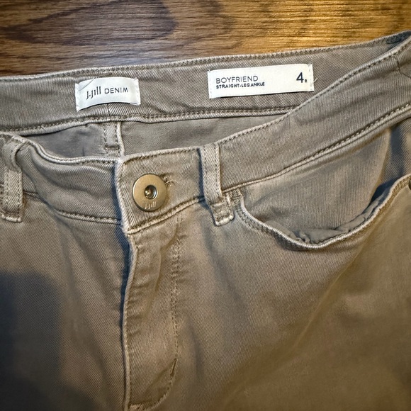 J.Jill denim boyfriend straight-leg ankle jeans tan - Picture 3 of 5